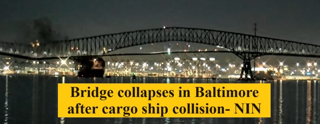 Bridge collapses in Baltimore after cargo ship collision-NIN